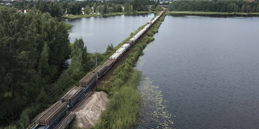 Spårbytartåget vid Kroppkärrssjön i Karlstad