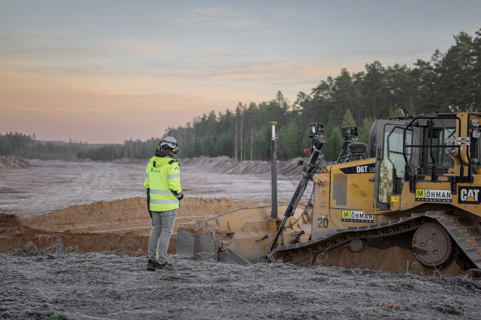 grundarbete för ett vägarbete