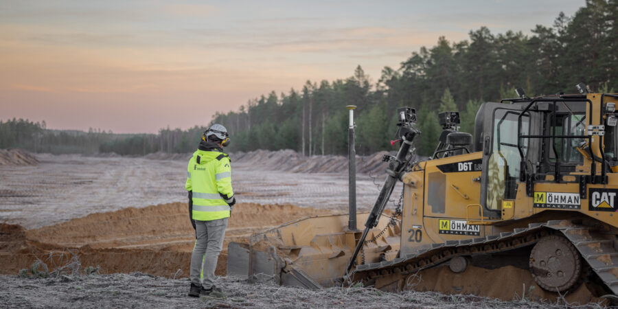 grundarbete för ett vägarbete